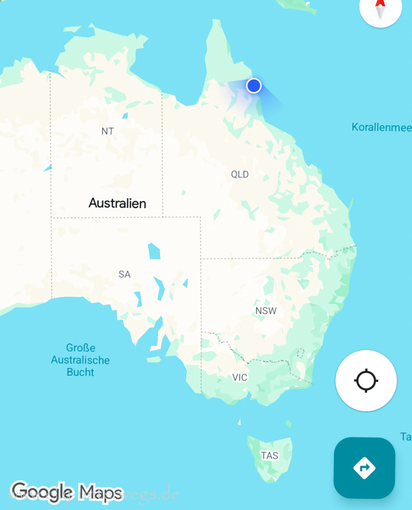 Karte: Lage des Daintree Rainforest in Nordqueensland an Australiens Ostküste