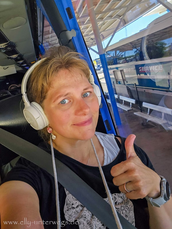 Im Bus nach der Abfahrt aus Townsville