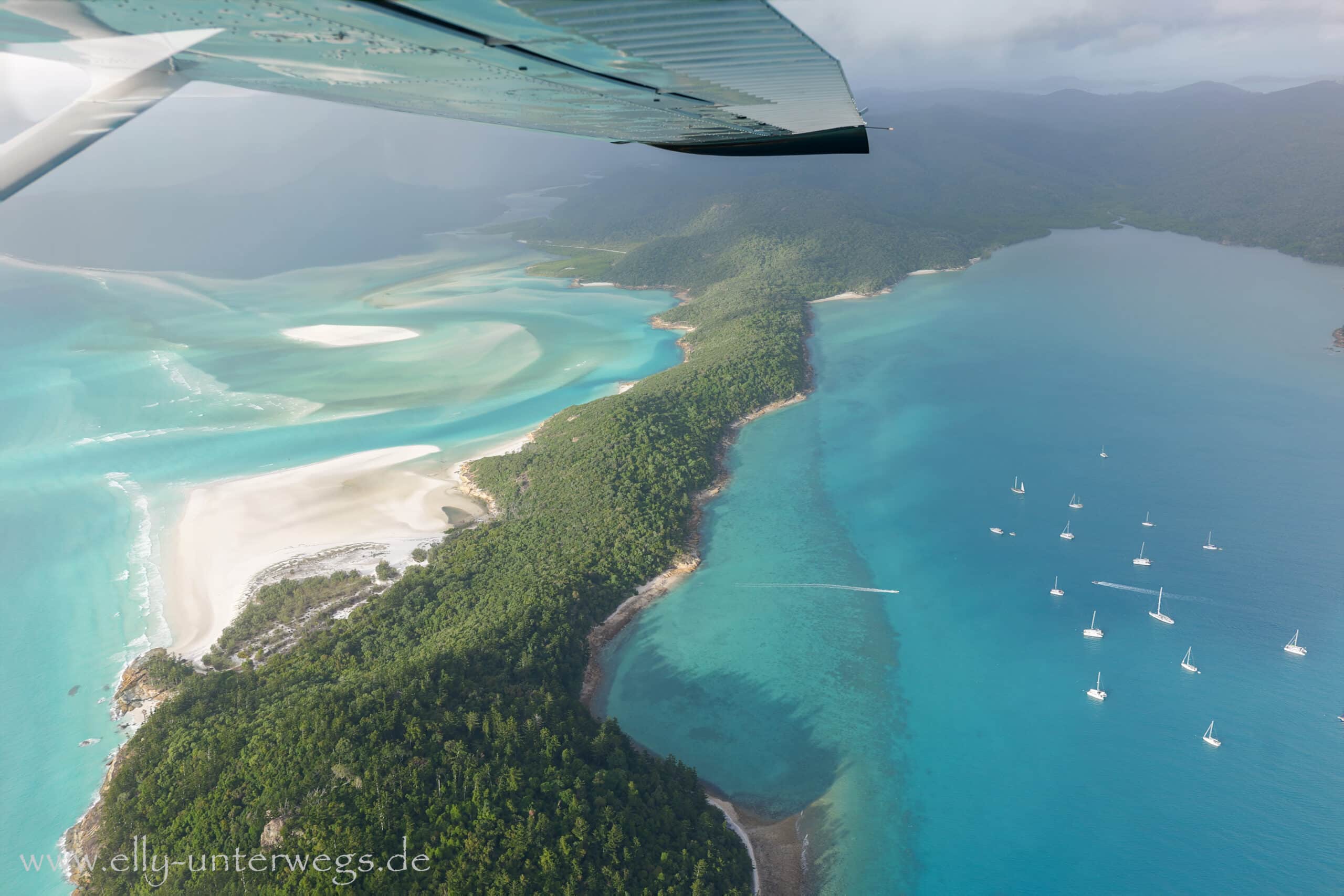 Hill Inlet und Whitehaven Beach während eines Regenschauers